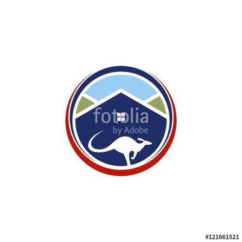 And Symbol with Blue Kangaroo Logo - House Kangaroo Australia Logo Vector Image Icon Stock image
