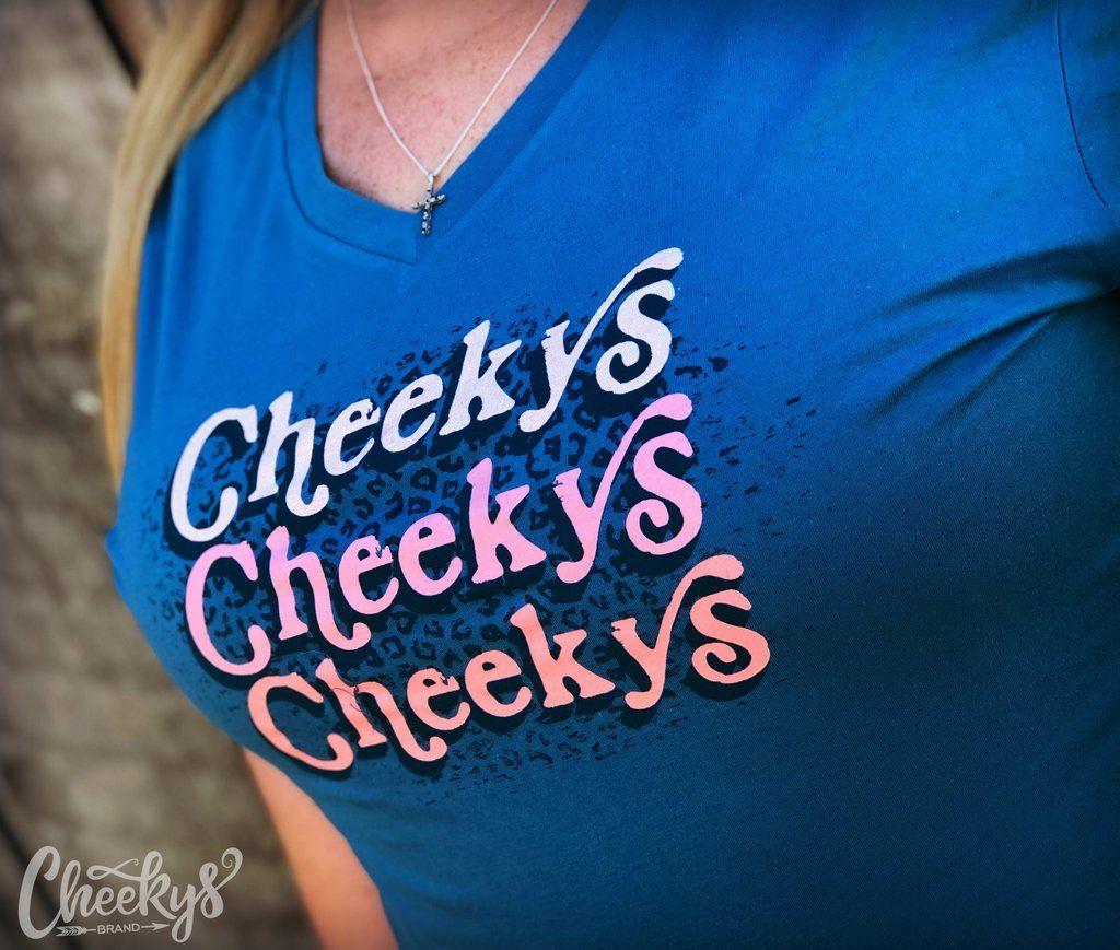 Blue Cheetah Logo - Cheekys Cheetah Logo V-Neck Unisex Tee on Gypsy Teal – Cheekys Brand
