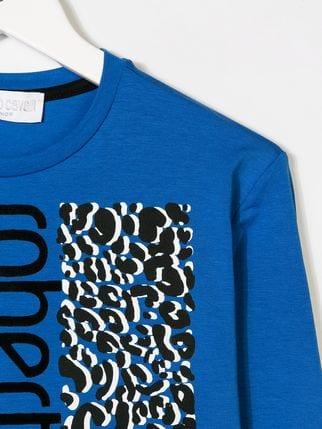 Blue Cheetah Logo - Roberto Cavalli Junior cheetah logo print top $145 - Buy AW18 Online ...