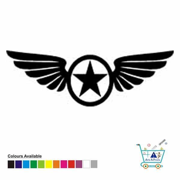 Star within a Circle Logo - Star Inside Circle With Wings Sticker - Sticker Online | Custom