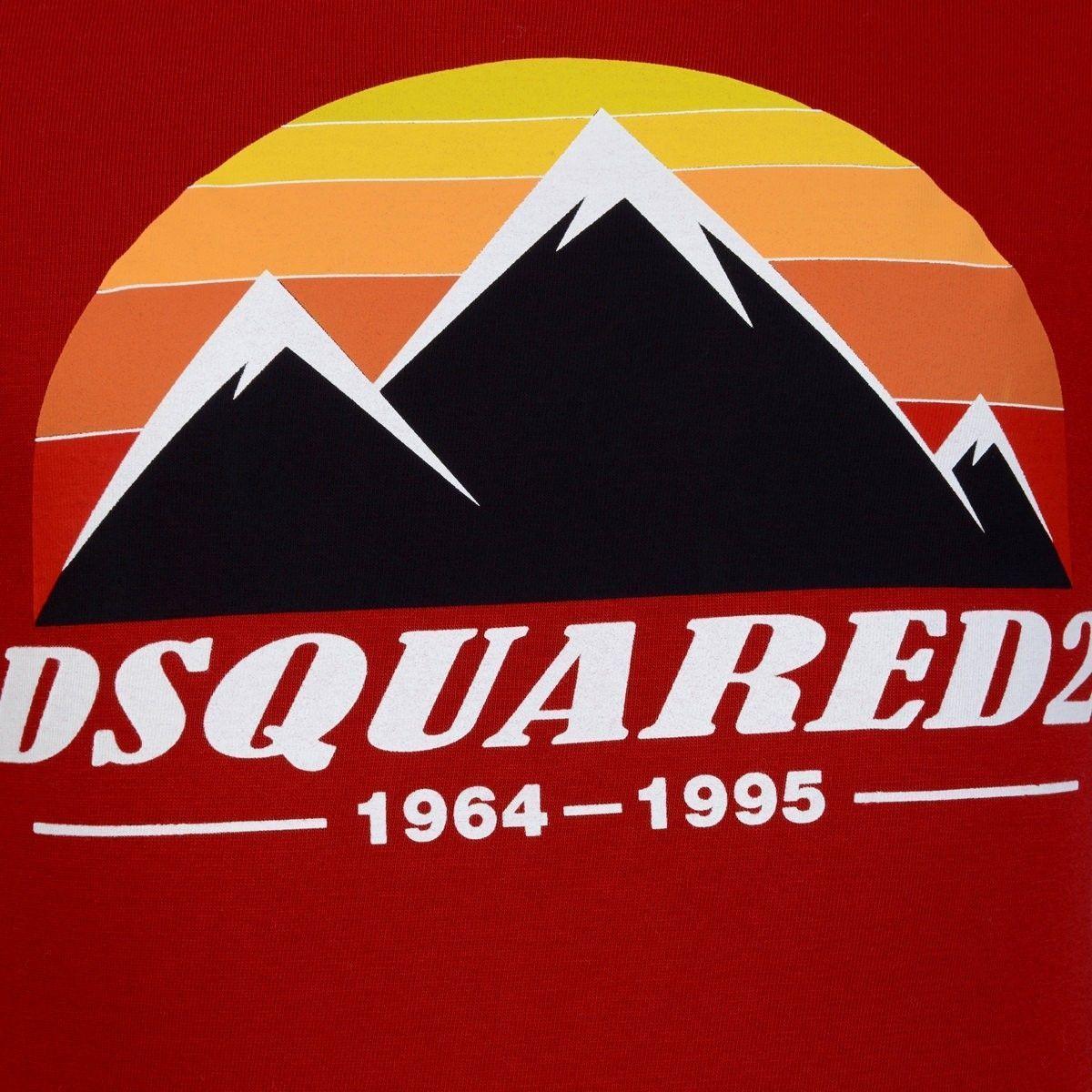 Mountain Red Triangle Logo - Dsquared² Boys Red Mountain Print Top