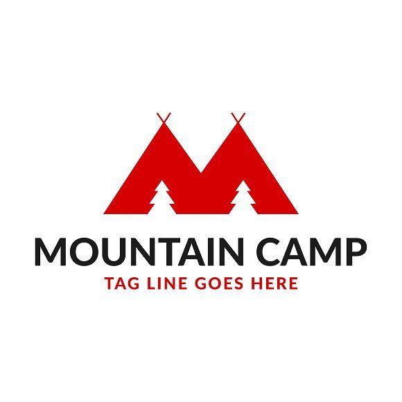 Mountain Red Triangle Logo - M Mountain Camp logo Logo Templates Creative Market