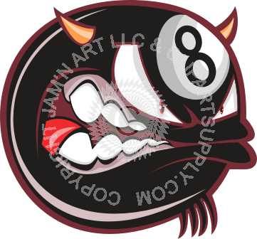 Mean Ball Logo - Evil Mean Billiard Eight Ball