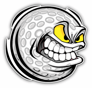 Mean Ball Logo - Golf Ball Mean Face Cartoon Car Bumper Sticker Decal 5 x 5