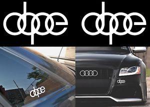 2 Dope Logo - 2) 5 x 3 Gloss White DOPE Audi Logo Vinyl Decal Stickers New Free