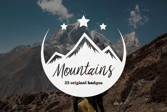 Original Mountain Logo - Set of Mountains Logo & Badges Logo Templates Creative Market