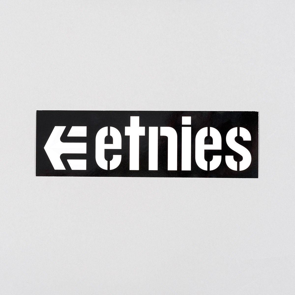 Black and White Rectangle Brand Logo - Etnies Logo 2 Sticker Black/White 200mm x 60mm - rollersnakes.co.uk ...