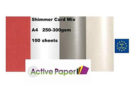 Red Gold White Logo - 100 sheet pack A4 Shimmer Card Mix - pearlescent card Red Gold White ...