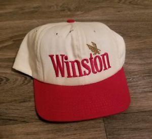 Red Gold White Logo - Vintage 90s Winston White Red Gold Script Racing Brand Snapback
