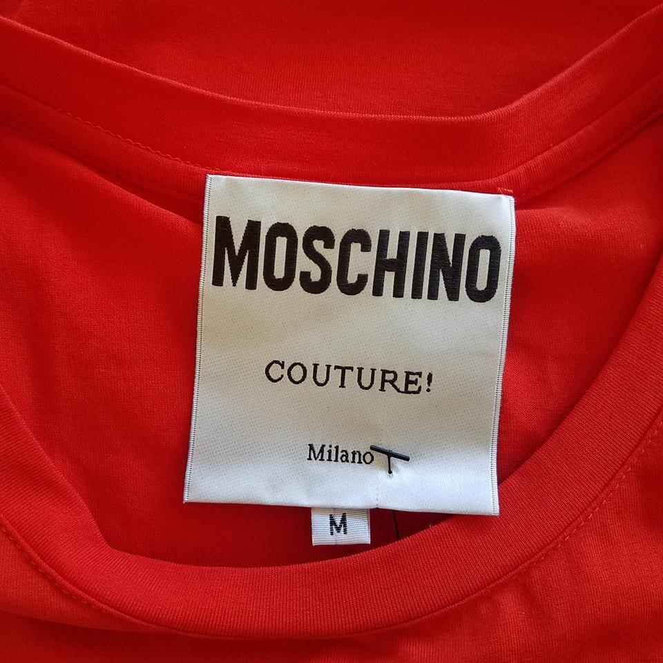 Red Gold White Logo - Moschino Black White Red Gold Couture Pudge Logo Printed T Shirt Tee