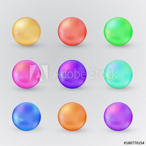 Multi Color Sphere Logo - Vector 3d realistic glass multicolor sphere set isolated on white ...
