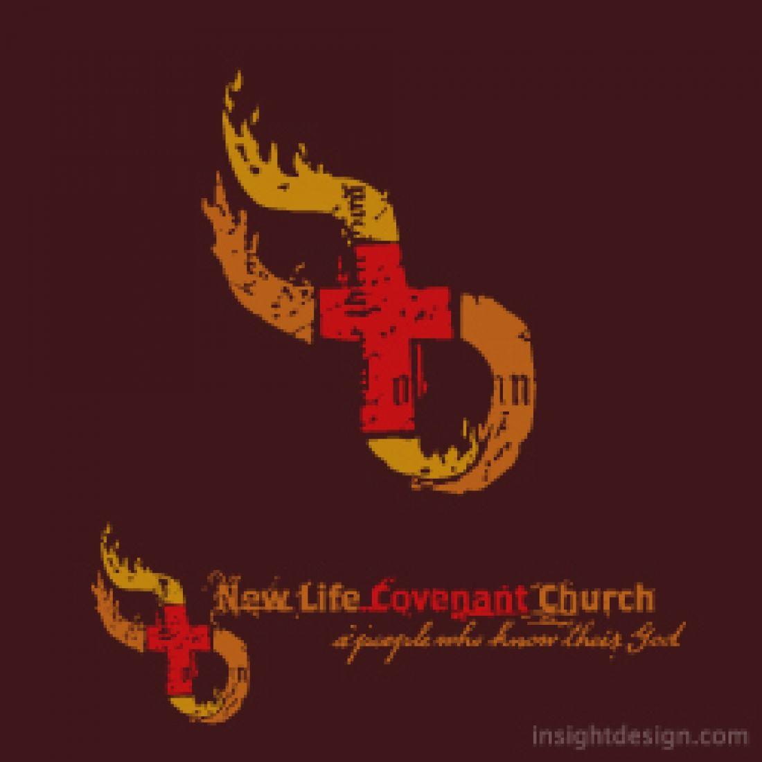 Red and Grey Church Logo - New Life Covenant Church logo design - Insight Design