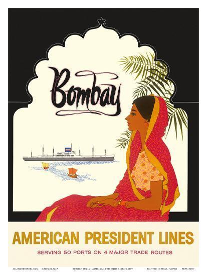 Woman with Red Lines Logo - Bombay Mumbai India, Indian Woman in Red Sari, American President ...