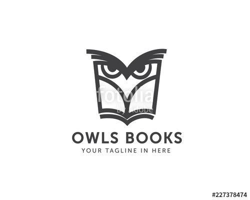 Owl Book Logo - Owl book logo design, college owl book logo Stock image and royalty