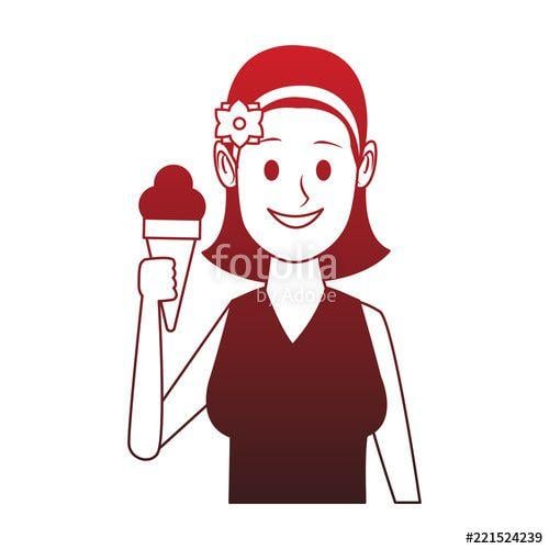 Woman with Red Lines Logo - Woman With Ice Cream Red Lines Stock Image And Royalty Free Vector