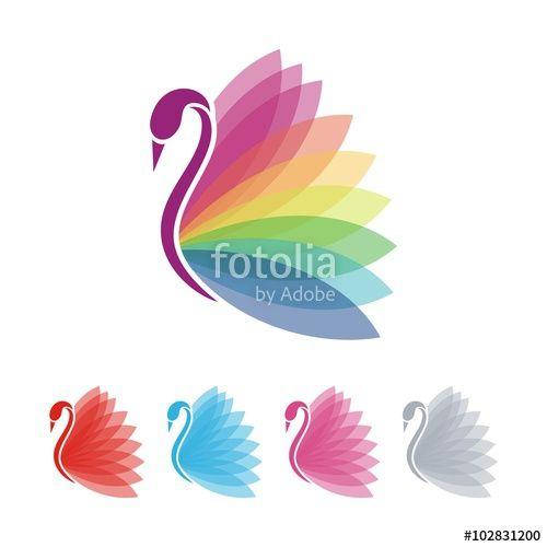 Rainbow Water Logo - Swan Logo, Rainbow Swan Wings Design Vector Logo Template Stock