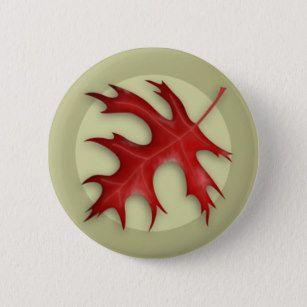 Red Oak Leaf in Circle Logo - Red Oak Leaf Buttons & Pins - Decorative Button Pins | Zazzle