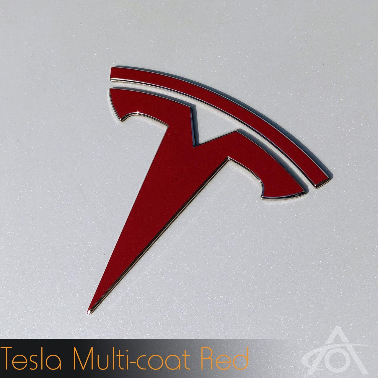 Tesla Red Logo - Model 3 Logo Decals (Front) - Abstract Ocean