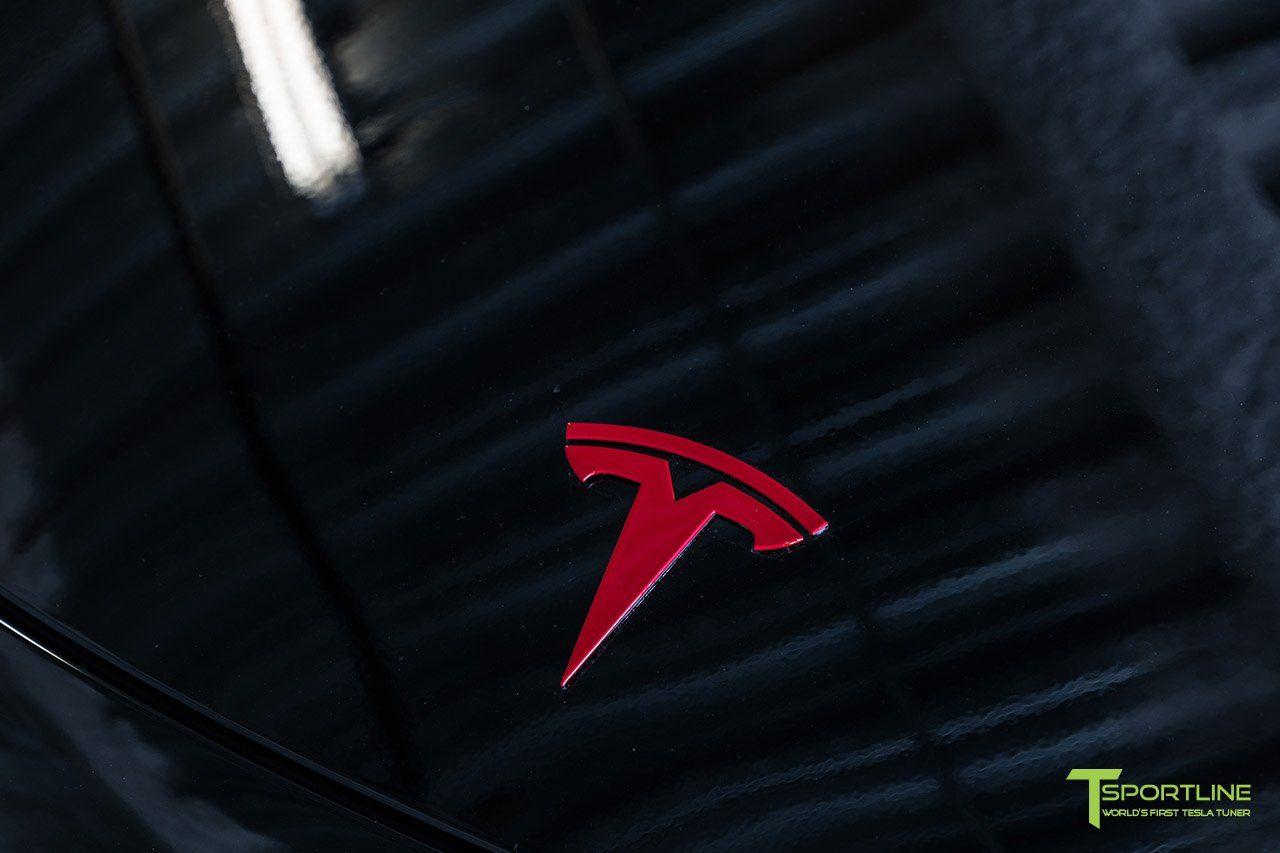 Tesla Red Logo - Black Tesla Model 3 Red Leather Interior