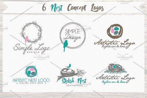 Birds Nest with Company Logo - 6 Nest - Bird - Concept Logo Bundle ~ Logo Templates ~ Creative Market