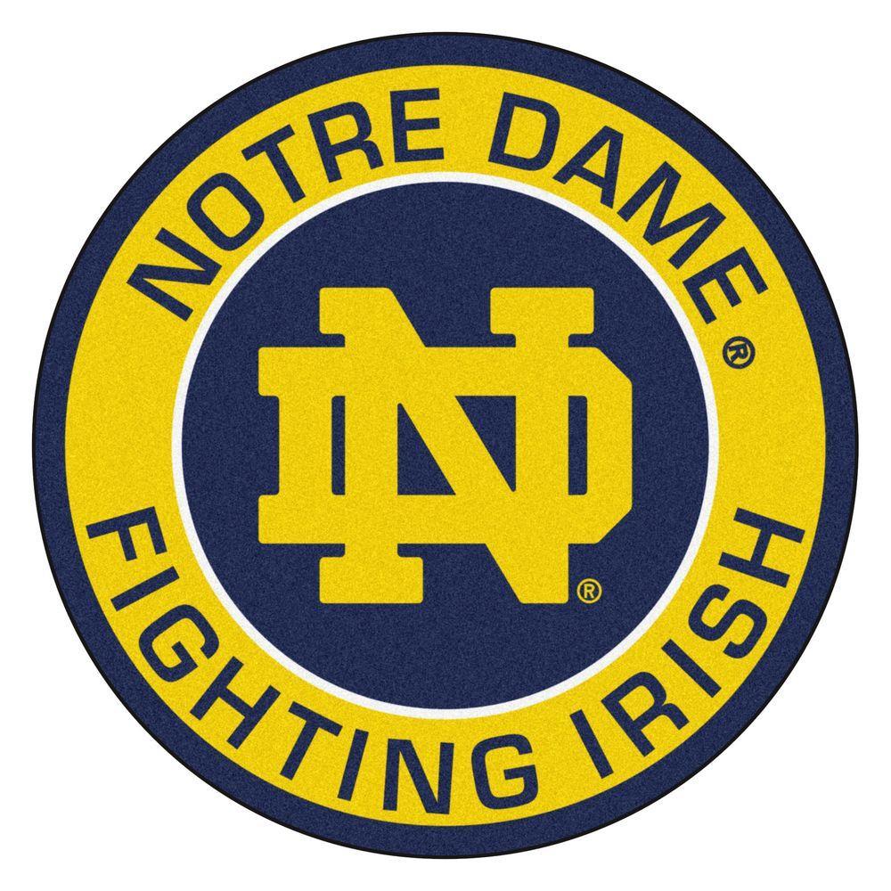 Notre Dame Logo - FANMATS NCAA Notre Dame Gold 2 Ft. X 2 Ft. Round Area Rug 18628