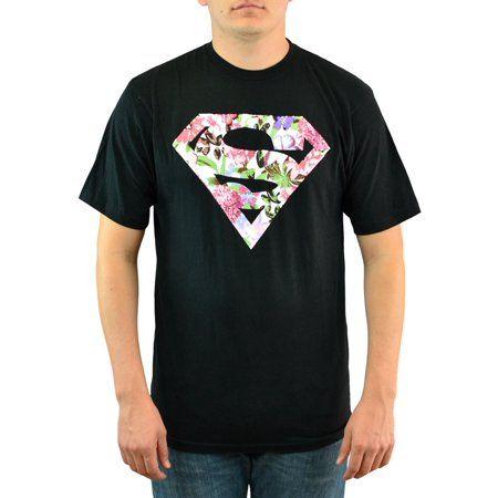 Superman Flower Logo - DC - DC Comics Superman Logo Flowers Print Black Licensed T-shirt ...