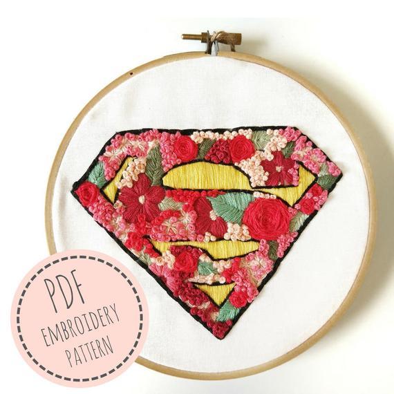 Superman Flower Logo - Embroidery Superman-Superman Logo-Blossom Superman Embroidery | Etsy