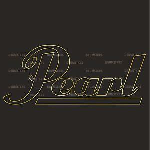 Gold Bass Logo - Pearl outline logo sticker/decal in MIRROR GOLD 4 Bass Drum Drumhead ...