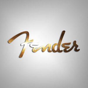 Gold Bass Logo - 2x Fender Decal Stickers 3.0