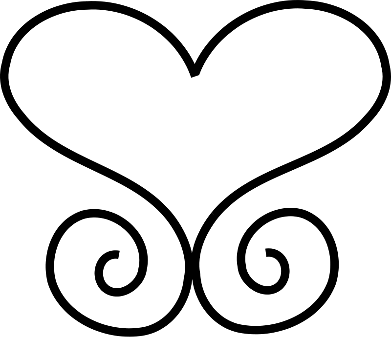 Heart Scroll Black and White Logo - Black Heart Scroll Clipart