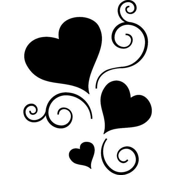 Heart Scroll Black and White Logo - Scroll Hearts Sticker Tattoo Vinyl Decal by seeyou276 on Etsy ...