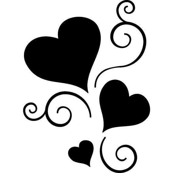 Heart Scroll Black and White Logo - Scroll Hearts Sticker Tattoo Vinyl Decal by seeyou276 on Etsy ...