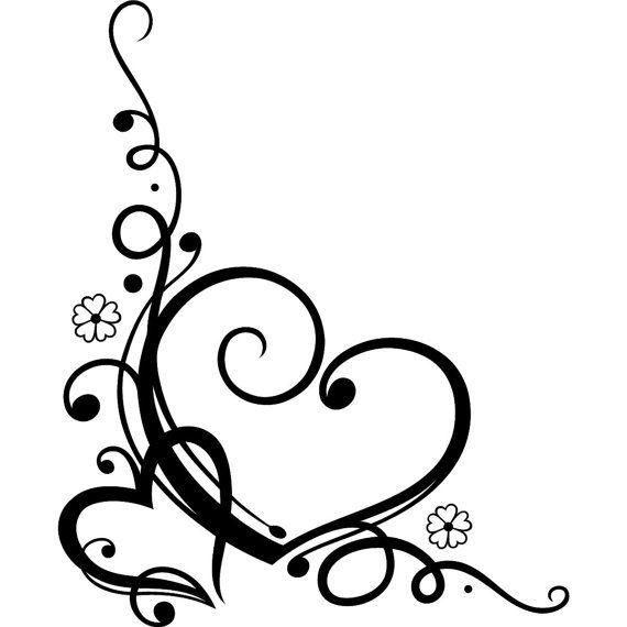 Heart Scroll Black and White Logo - heart scroll border - Kleo.wagenaardentistry.com