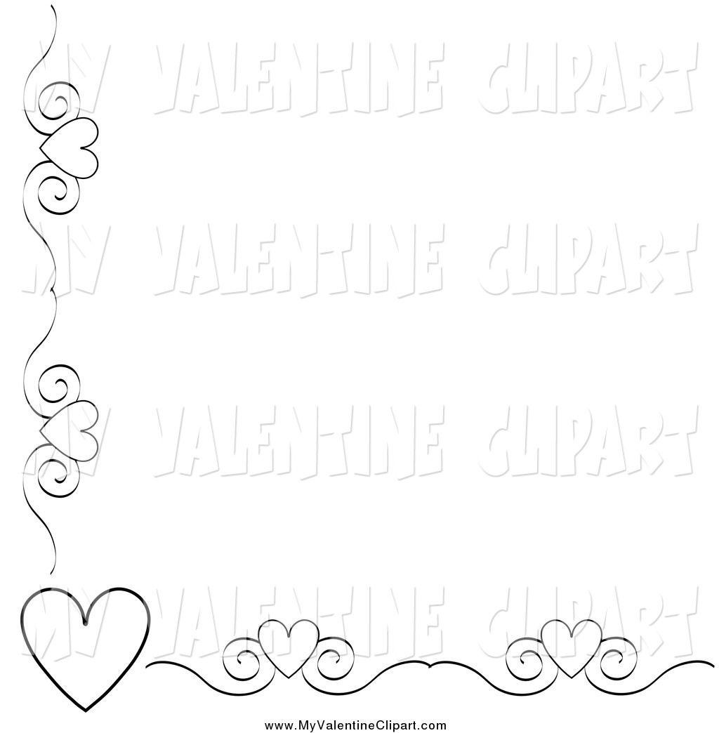 Heart Scroll Black and White Logo - valentines border black and white - Kleo.wagenaardentistry.com