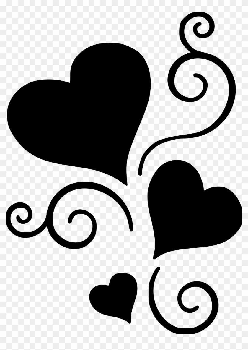 Heart Scroll Black and White Logo - Hearts-scroll File Size - Silhouette Hearts - Free Transparent PNG ...