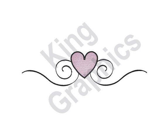 Heart Scroll Black and White Logo - Heart Scroll Border Machine Embroidery Design Heart | Etsy