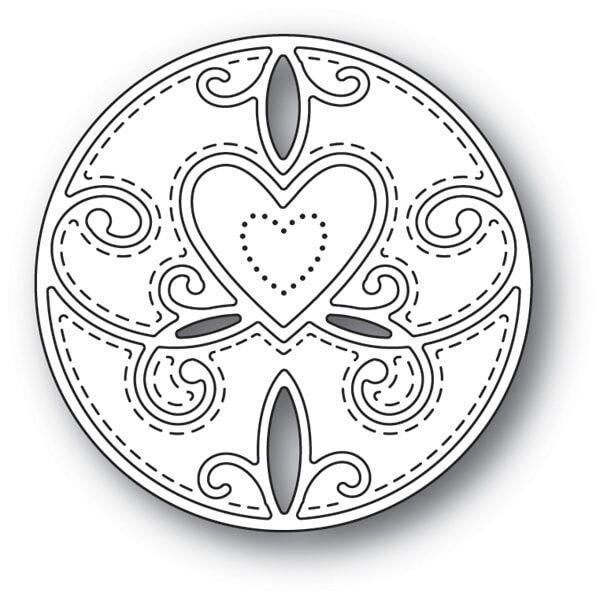 Heart Scroll Black and White Logo - Scroll Heart Circle, Memory Box Dies - Ellen Hutson LLC