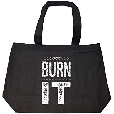 Heart Scroll Black and White Logo - Amazon.com: Burn It White Heart Scroll - Fashion Zip Tote Bag: Clothing