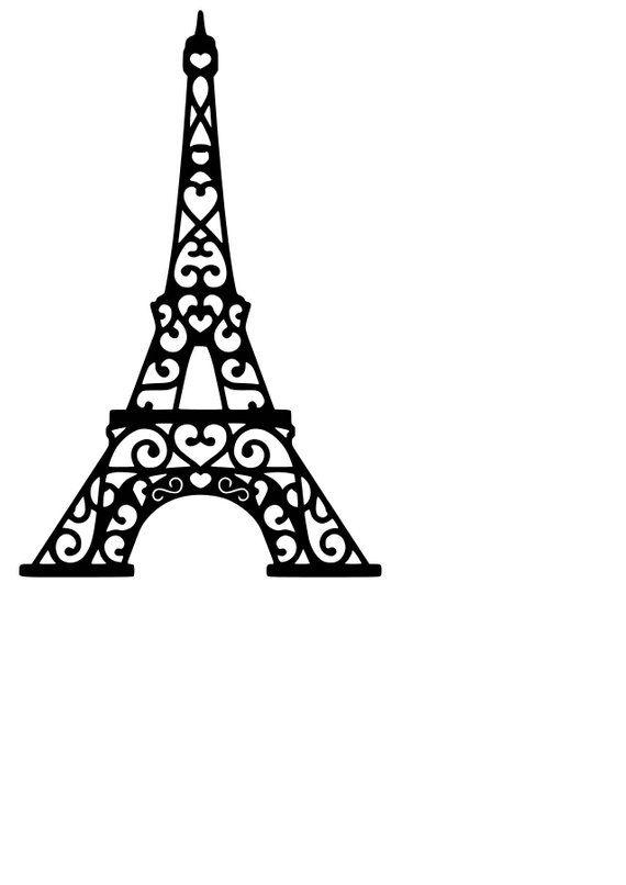 Heart Scroll Black and White Logo - Eiffel Tower heart scroll svg cutting file | Etsy