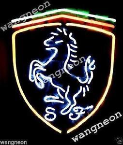 Ferrari Stallion Logo - 0RARE Ferrari Horse Logo Racing Car Beer Bar Real Neon Light Sign