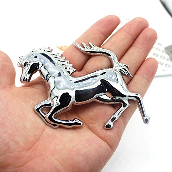 Ferrari Stallion Logo - FidgetGear Ferrari Emblem Metal Horse Logo Car Silver 3D