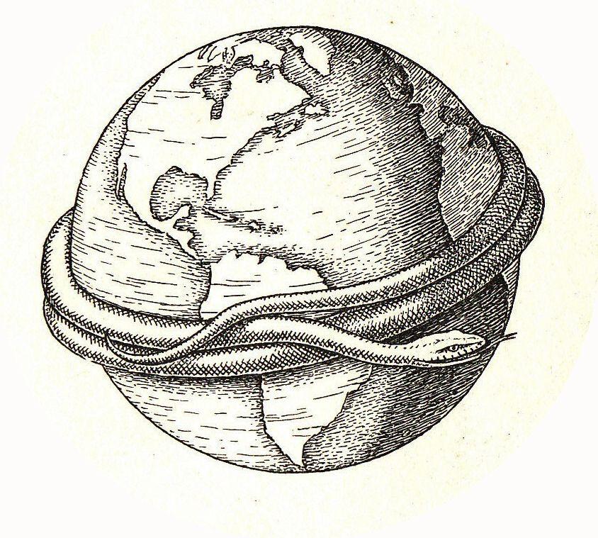 Snake with Globe Logo - Snake around the globe Map | Geography | World serpent, World, Drawings