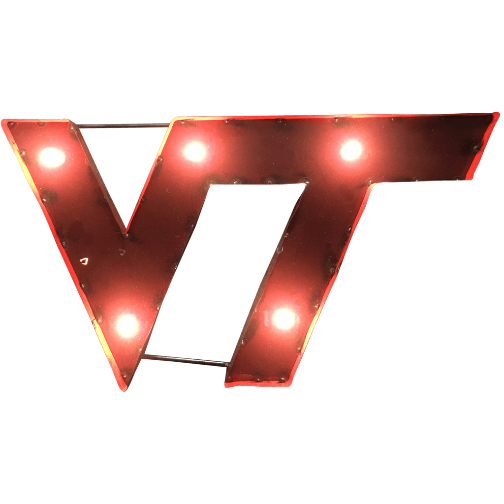 VT Logo - Virginia Tech VT Logo Lighted Recycled Metal Wall Decor