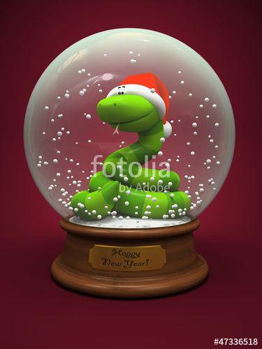 Snake with Globe Logo - Snake in the snow globe - symbol of New Year