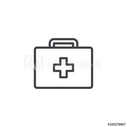 White Medical Cross Logo - First aid kit line icon, outline vector sign, linear style pictogram ...