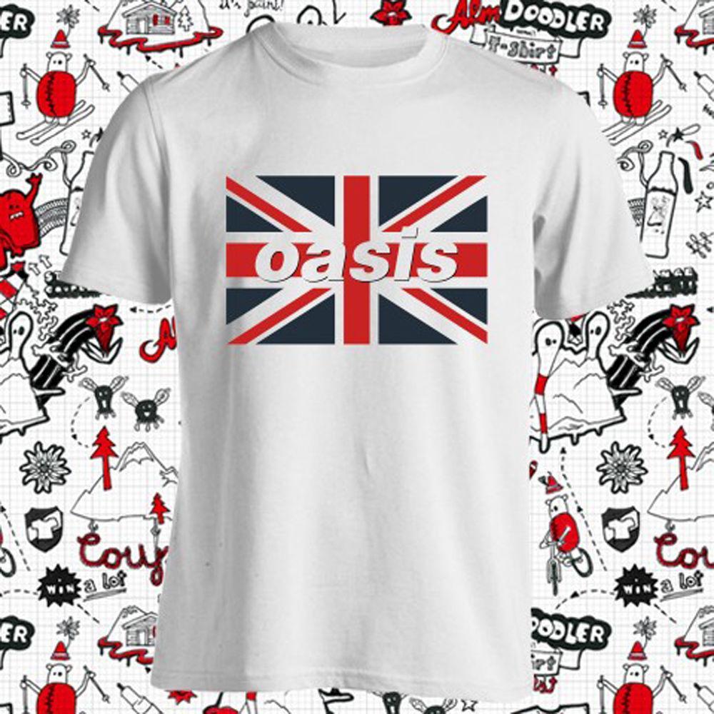 British Rock Band Logo - New Oasis UK Flag Logo British Rock Band Men'S White T Shirt Size S ...
