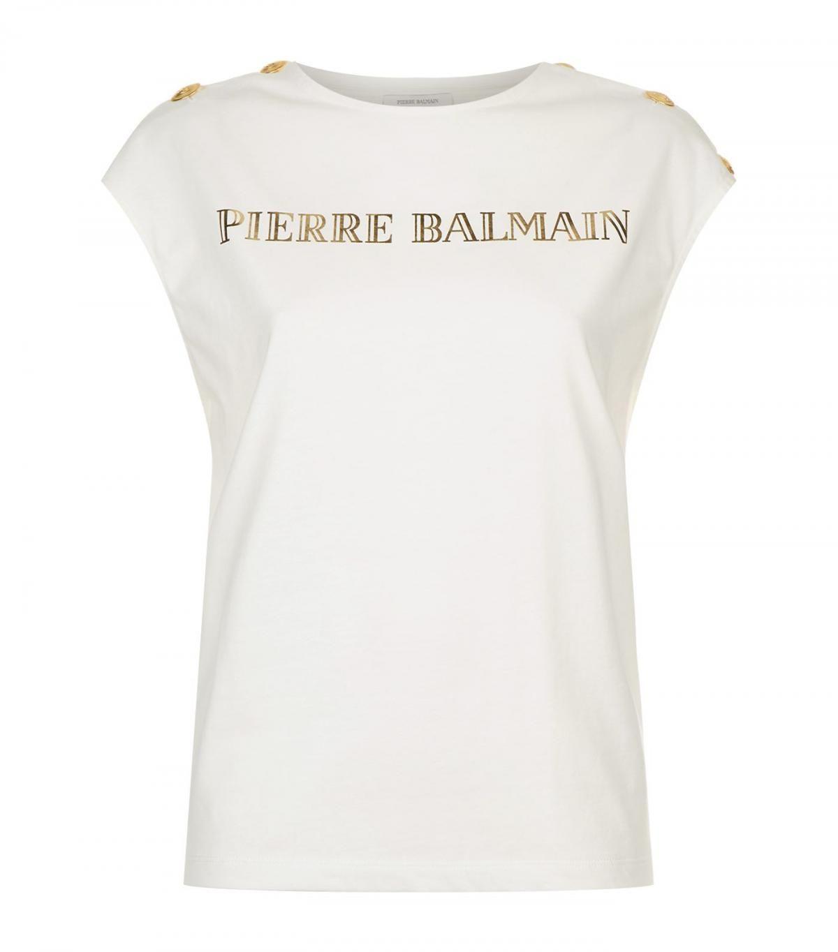 Pierre Balmain Logo - White - Pierre Balmain Button Shoulder Logo Top Womens Tops White ...