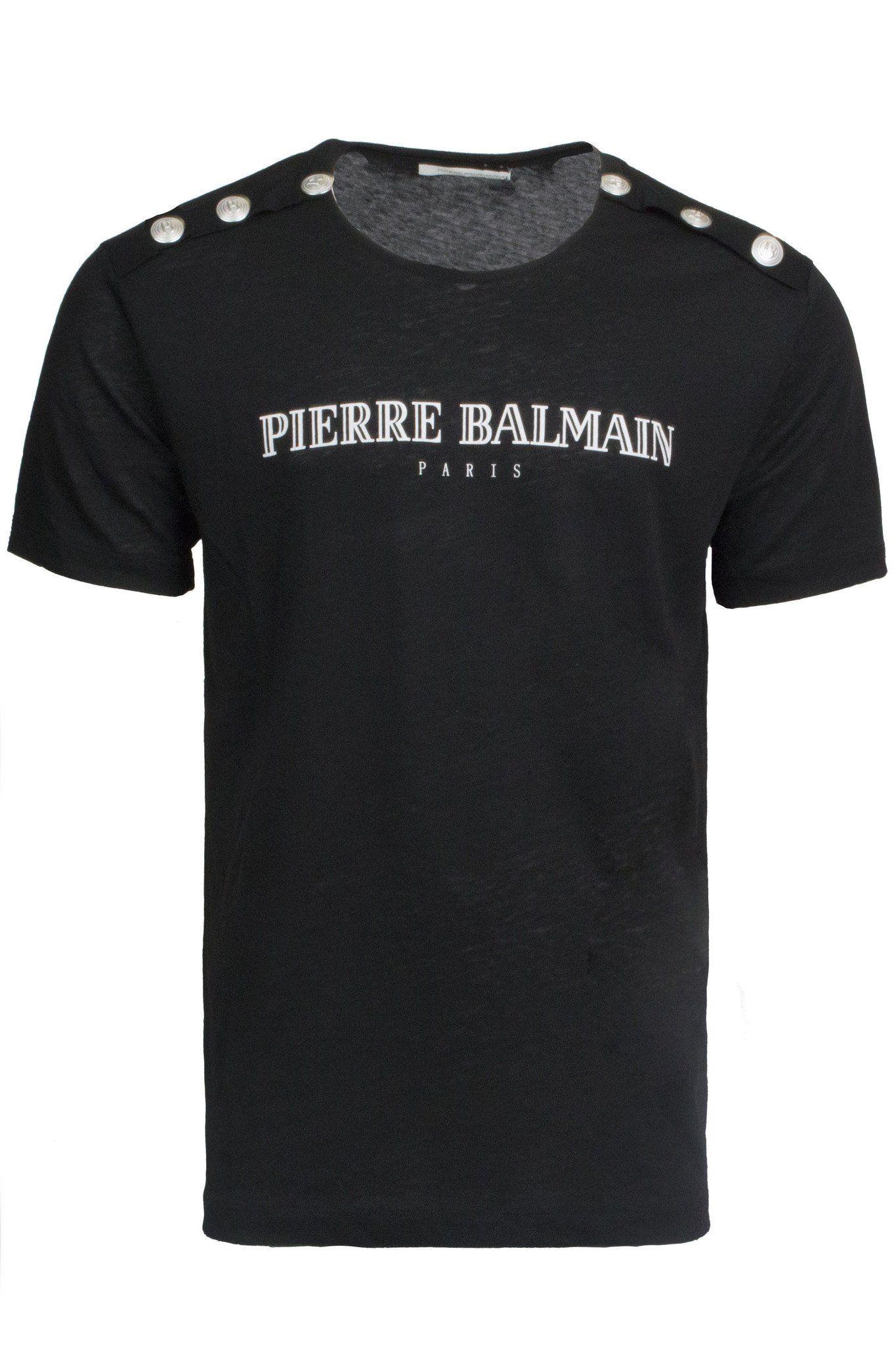 Pierre Balmain Logo - Pierre Balmain Logo Button Black Tee | Pure Atlanta – PureAtlanta.com