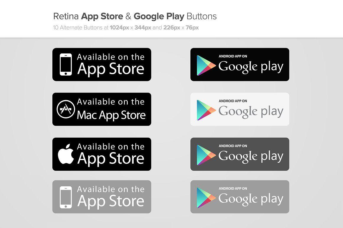 Official Google Store App Logo - App Store & Google Play Buttons x2 ~ Web Elements ~ Creative Market
