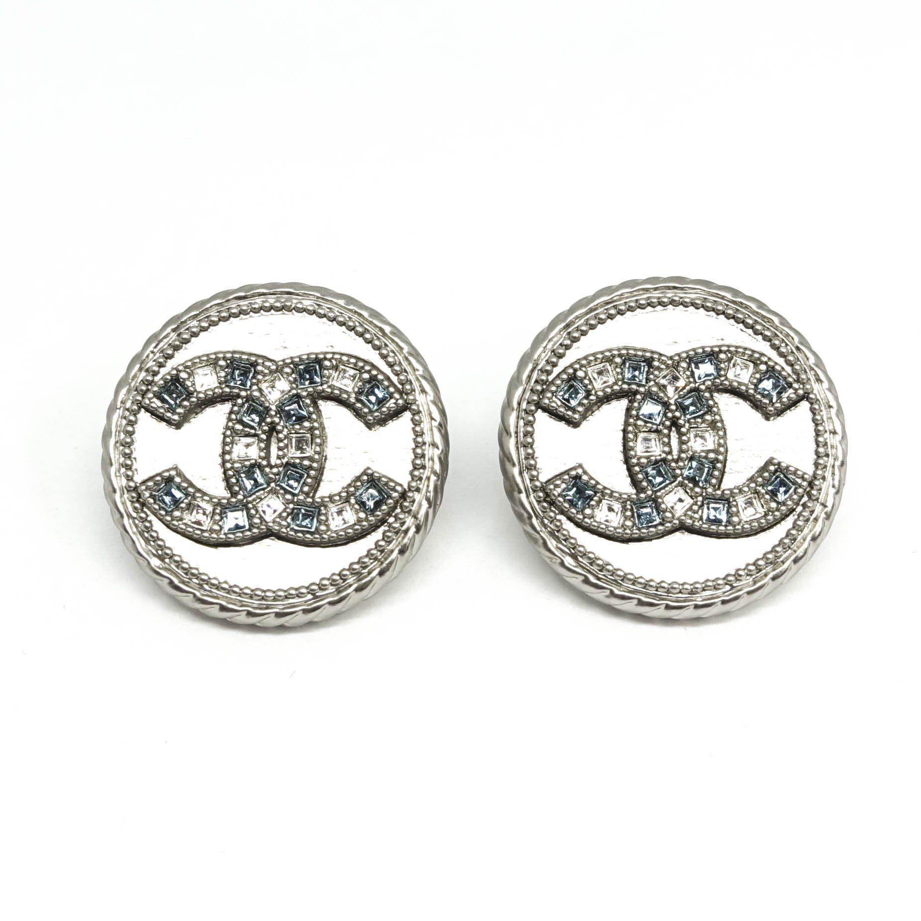 Chanel CC Logo - Chanel Crystal CC Logo Round Earrings - Oliver Jewellery